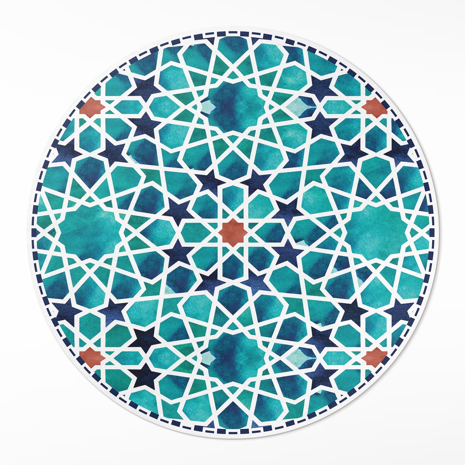 Kulatý vinylový Koberec Běhoun Loft do kanceláře Krásná mozaika s hvězdičkami ⌀ 50 cm