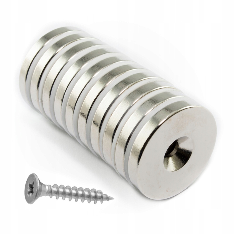 

Magnes Neodymowy 20x7/3,5x3 10 szt Wkręty