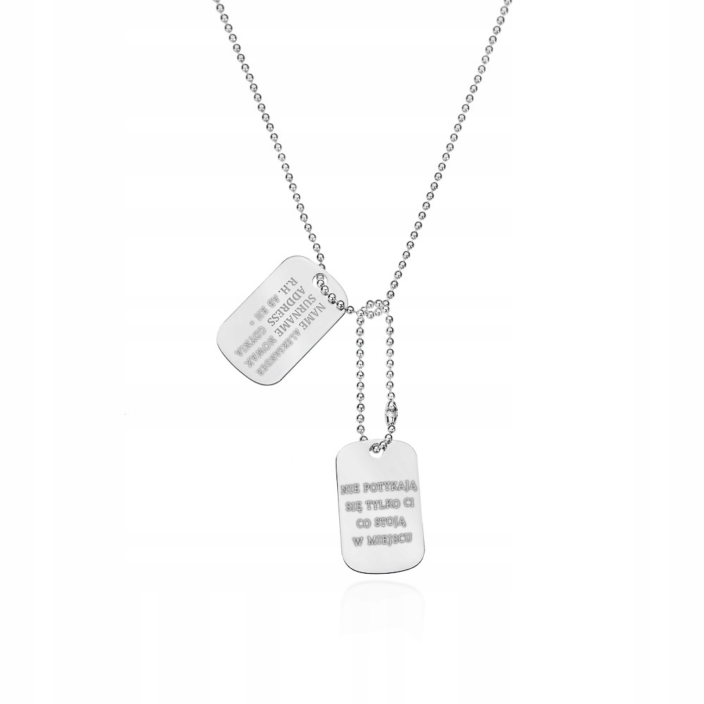 Řetízek s psími známkami Gravírování stříbro 925