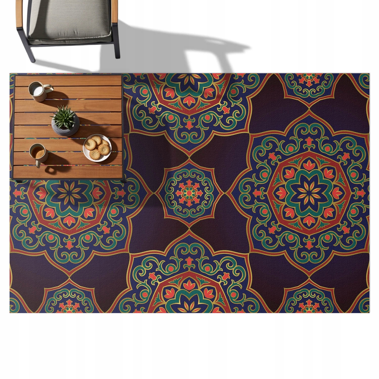 Vinylový Koberec Odolný vůči vodě Terasa Balkon Zahrada Ornament mandala 140x210