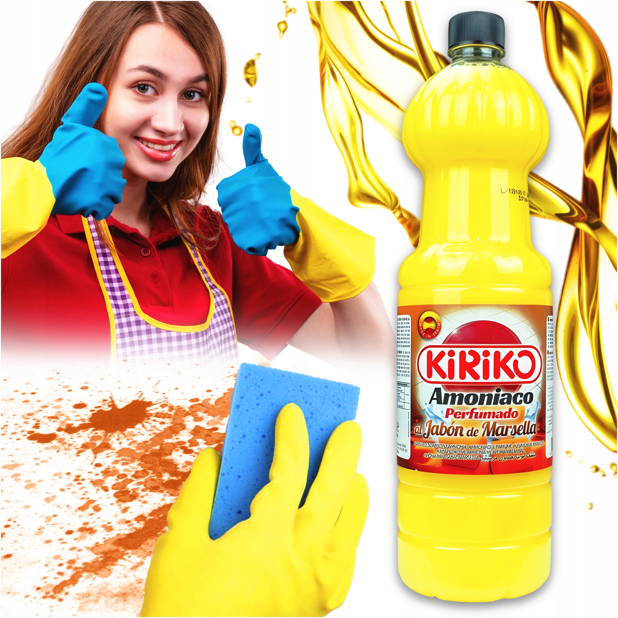 AMONIAK UNIWERSALNY PŁYN DO CZYSZCZENIA PLAM MYDŁO MARSYLSKIE 1.5l Kiriko