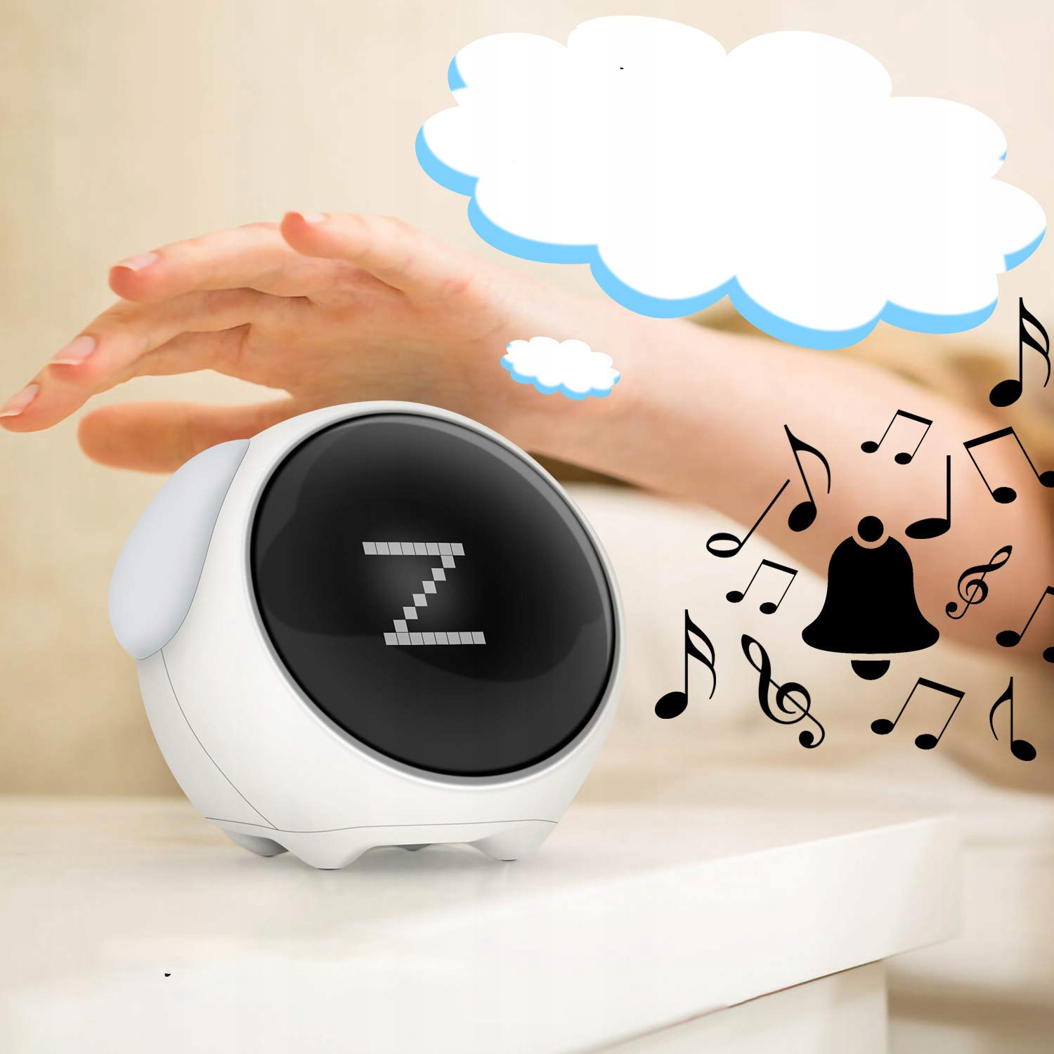 Zegar Budzik Dla Dzieci LED Interaktywny Emoji Średnica 11 cm