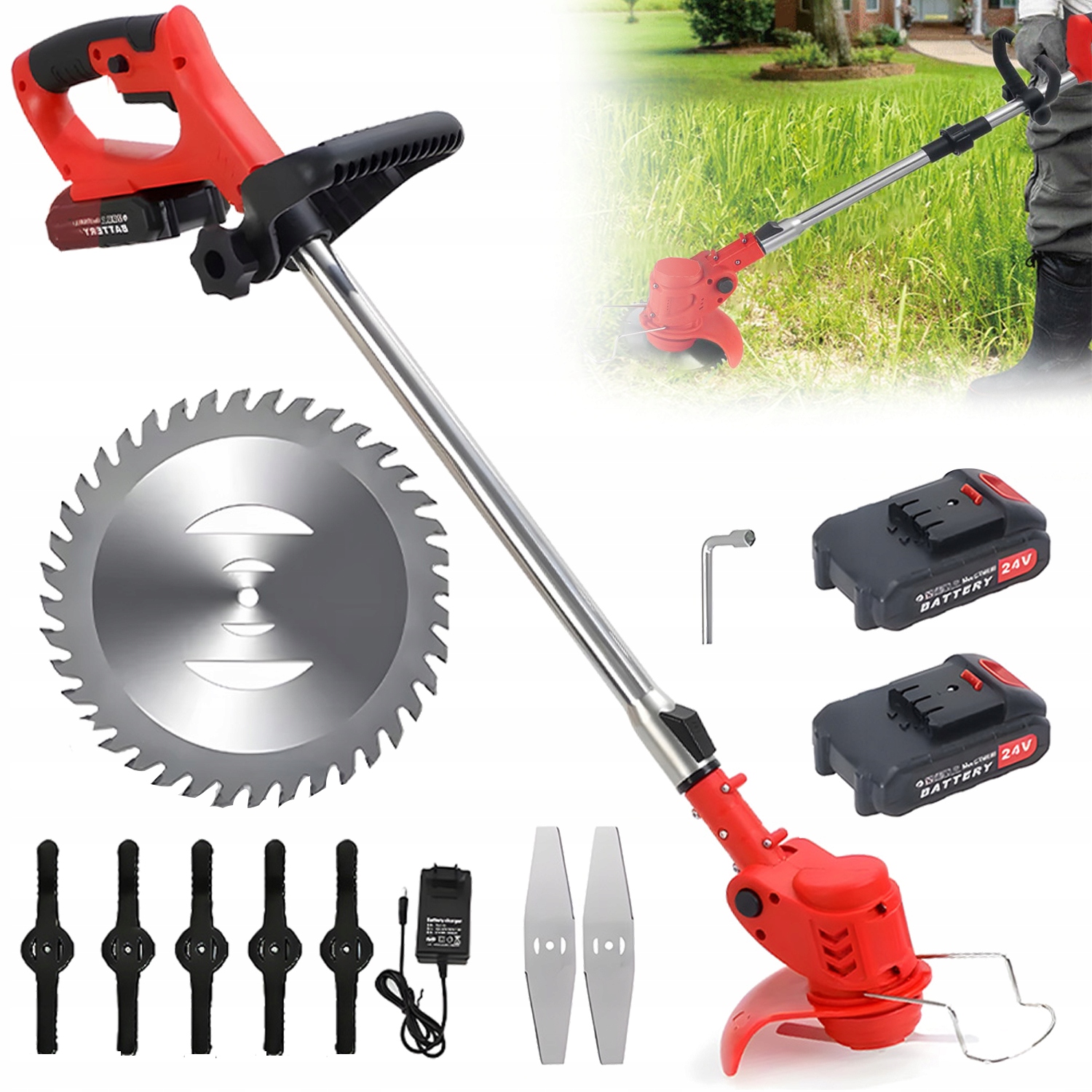 Akumulátorová Vyžínačka Na Trávy, 2 V 1, S Lithium-iontovou Baterií 21 V