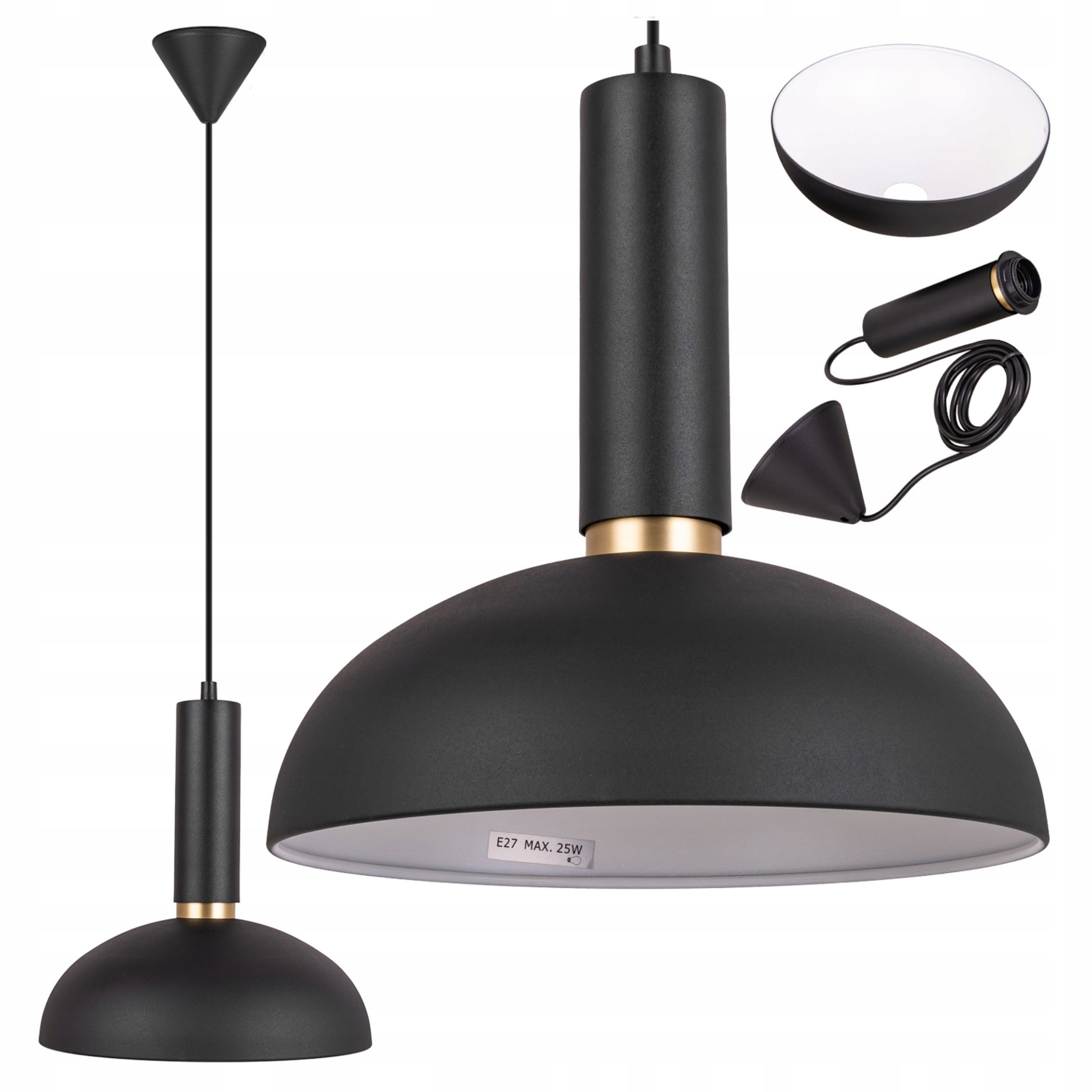 Závěsná stropní lampa Černá zlatá E27 kov Loft moderní nad stůl