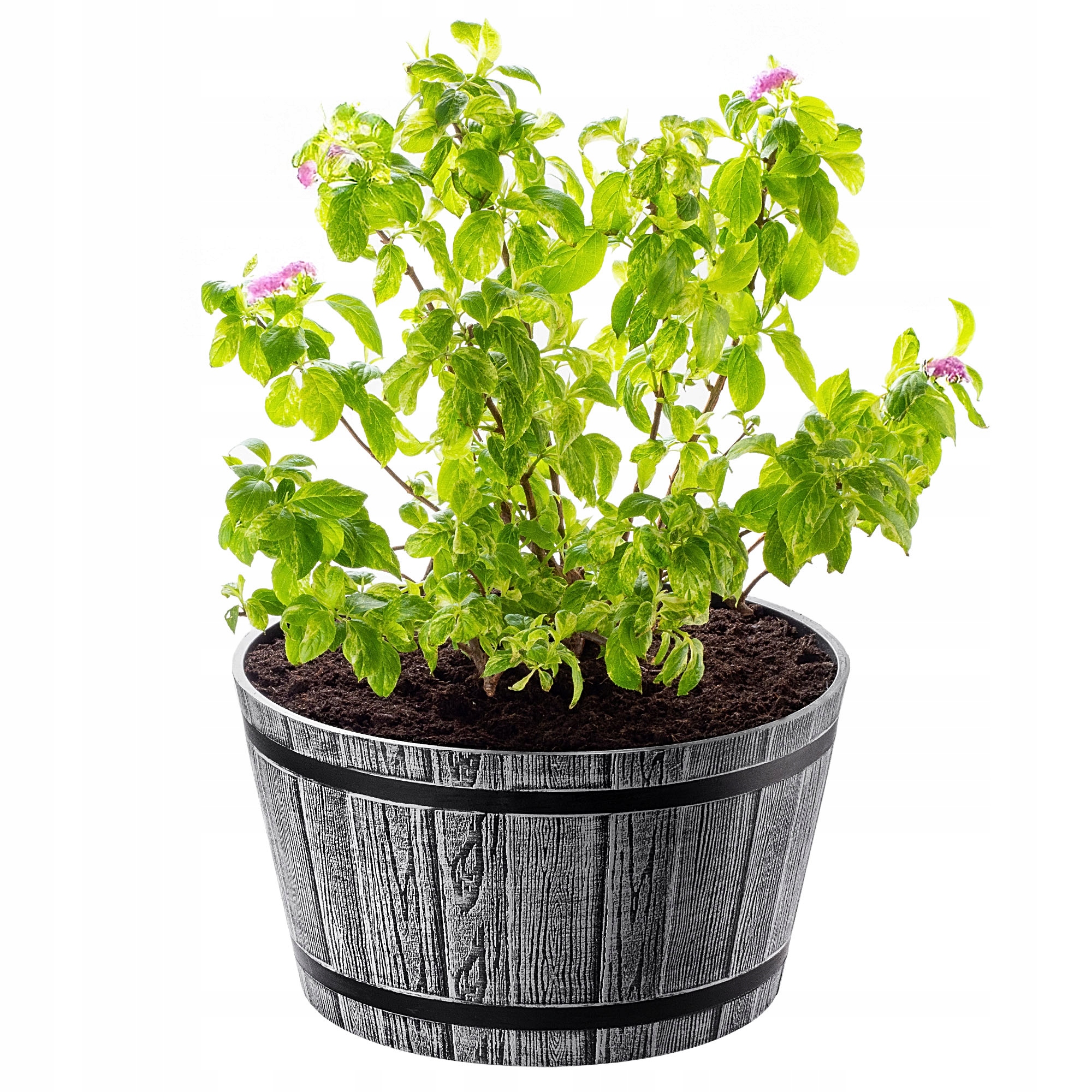Květináč Kulatý Na Květiny 40CM Světle Šedý Plastový Venkovní