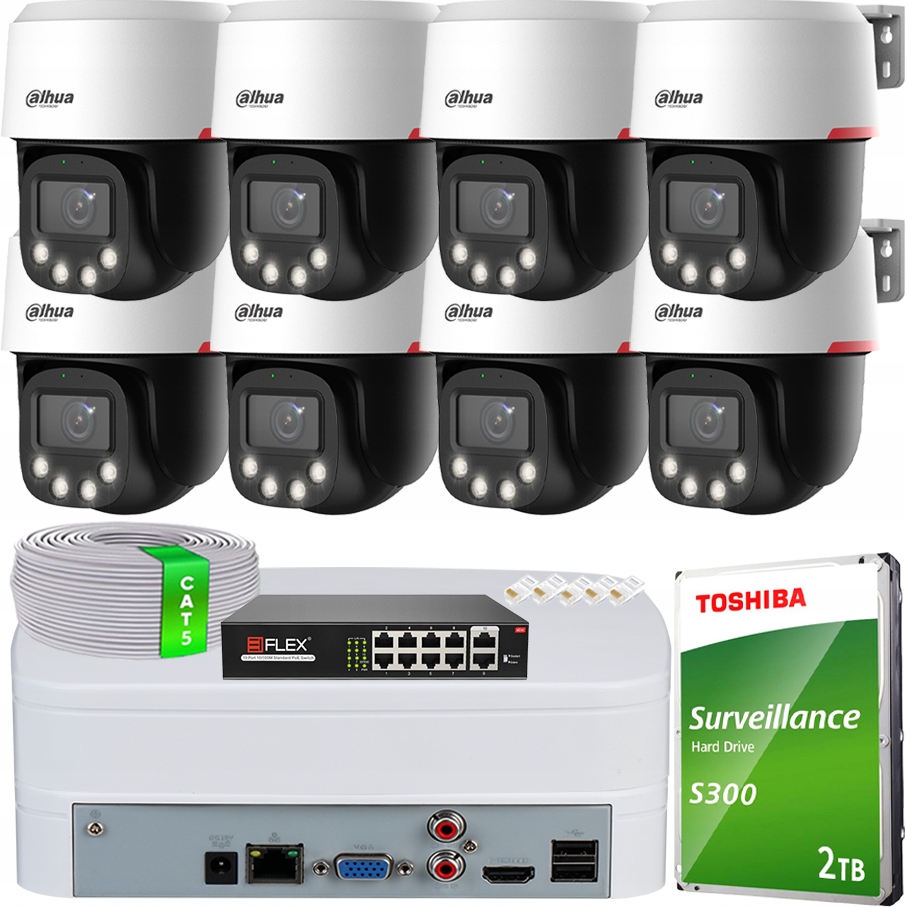 Monitorovací sada Dahua 8 kamer SD2C400NA-B-PV-PRO Ptz 4Mpx Dahua WizColor