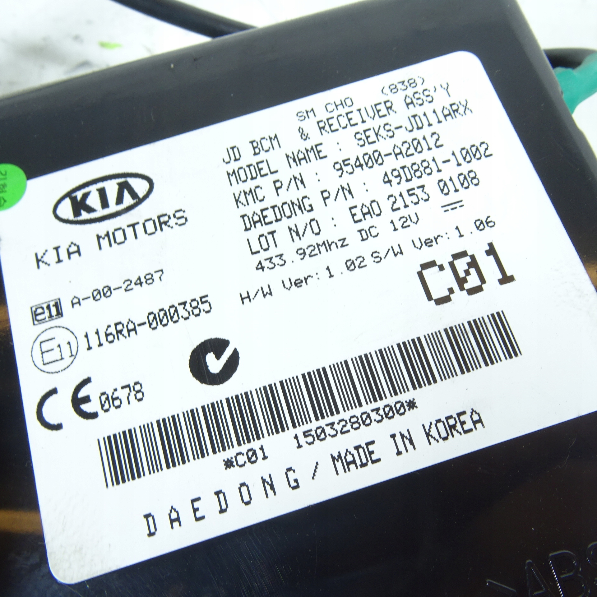 KIA CEED II modulo BCM 95400-A2012