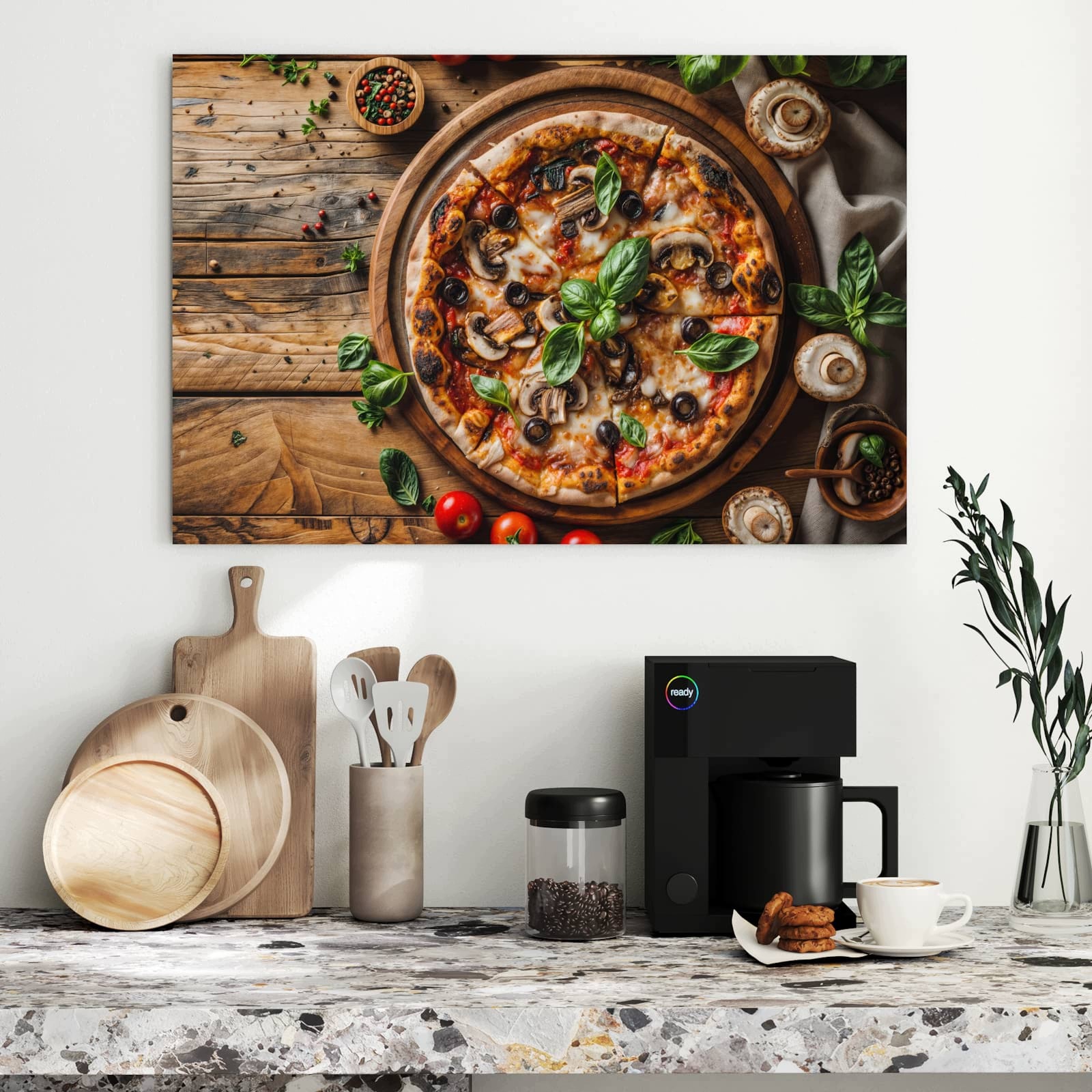 Magnetická tabule Dřevěný stůl Pizza 90 × 60 cm