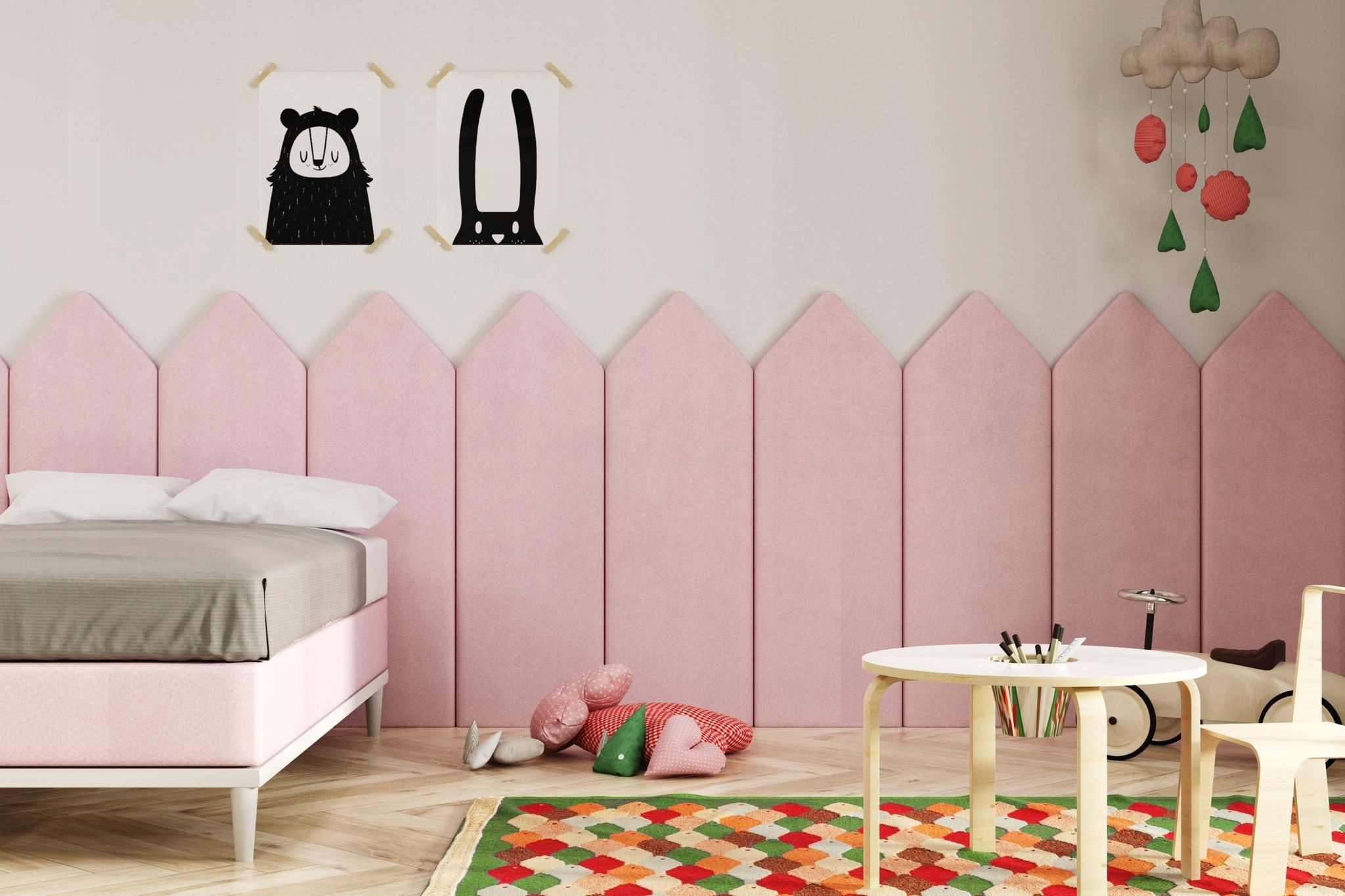 Panele tapicerowane DLA DZIECI 60x30 Płotek nr2 Kształt wzoru płot