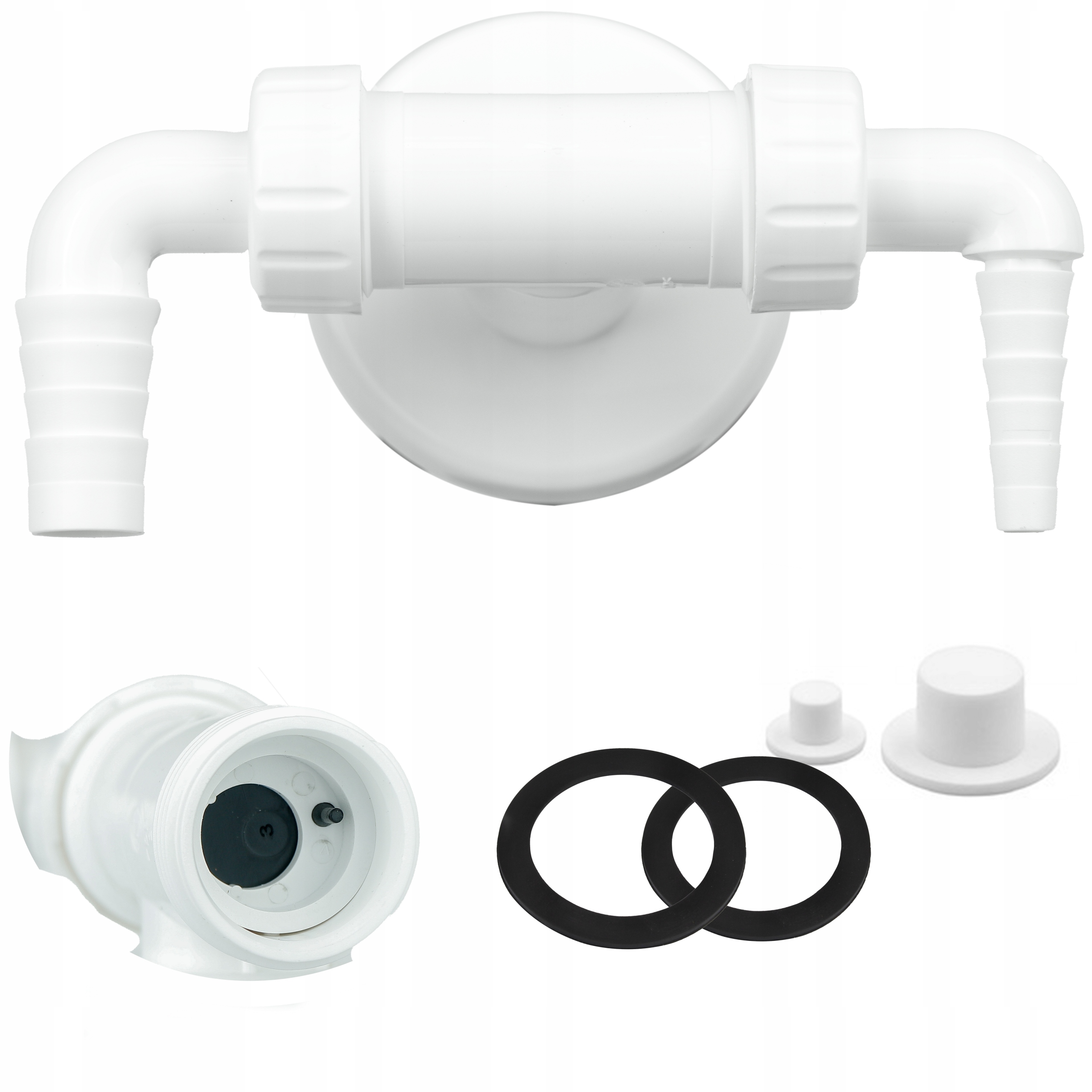 SYFON PODWÓJNY PRALKI i SUSZARKI / ZMYWARKI 32 mm BOKADA ANTYODOROWA ZAWÓR