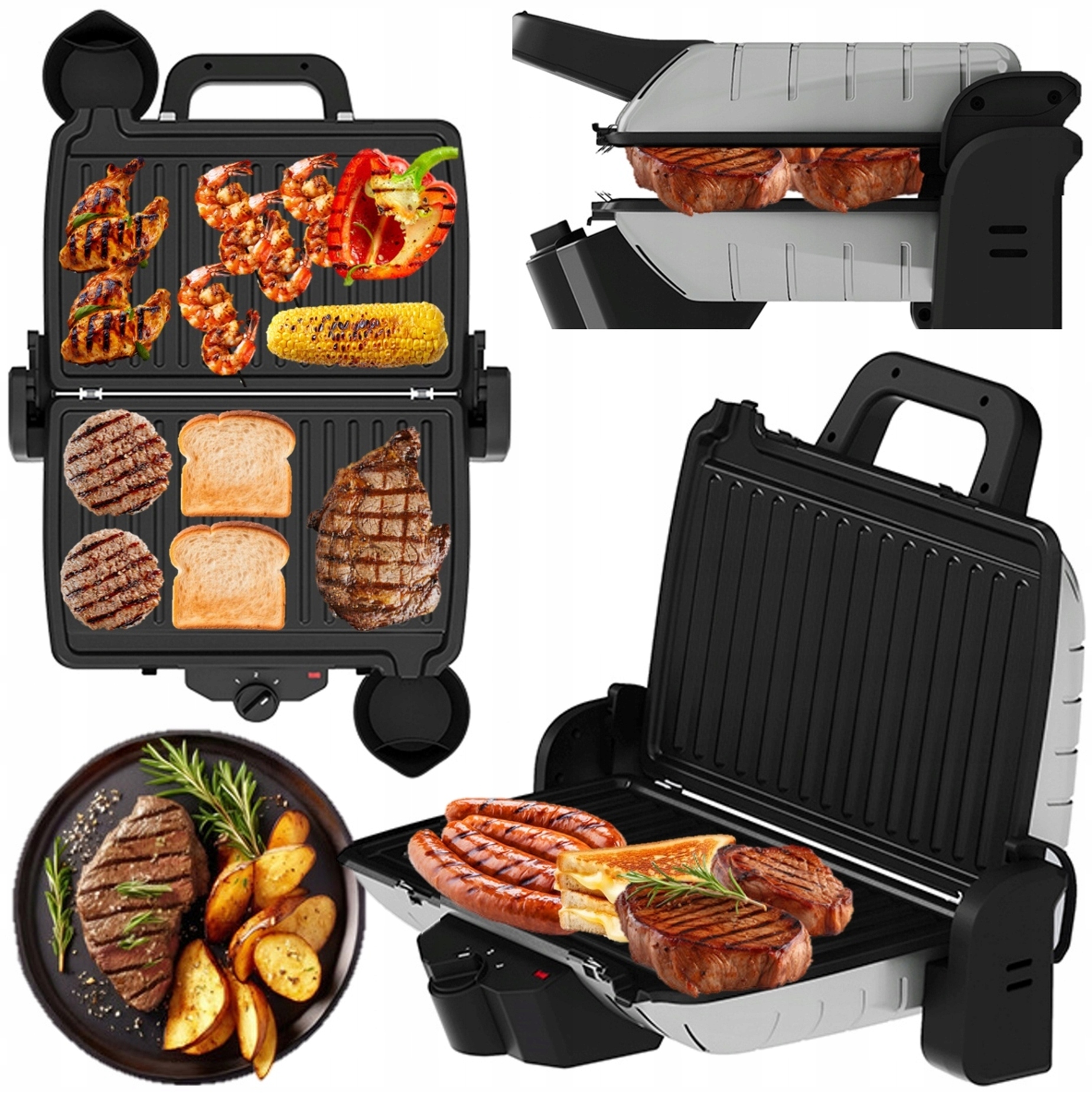 Grill Elektryczny Składany Opiekacz Barbecue Kanapki Panini Tortilla XXL