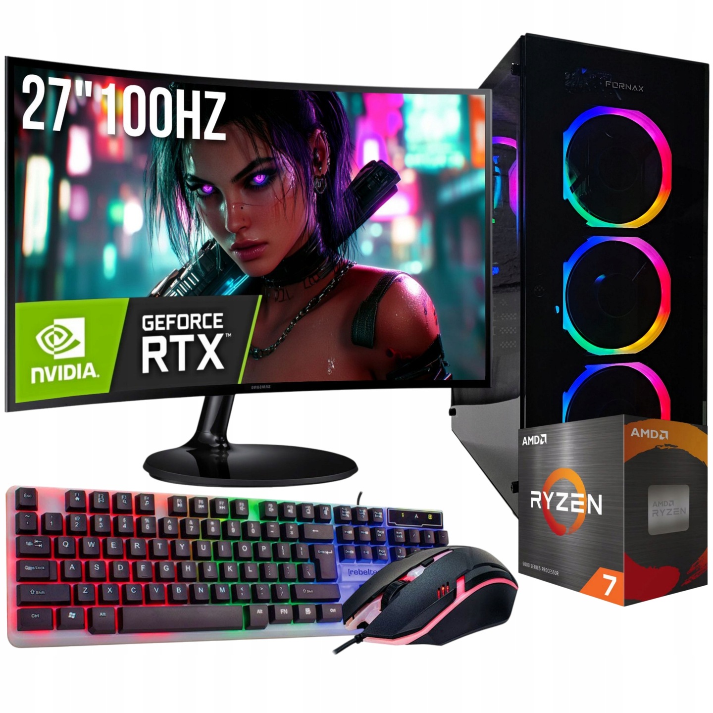 Set Gamer Master Ryzen 7 5700X 16GB Rtx 5060 8GB Monitor 27'' 100Hz