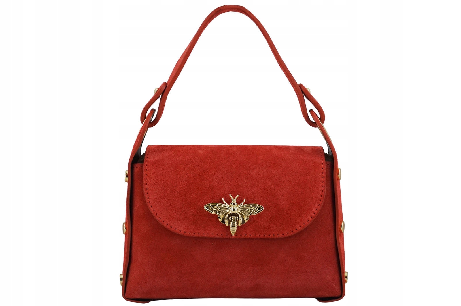 Dámská kabelka přes rameno z přírodní semišové kůže červená světlá