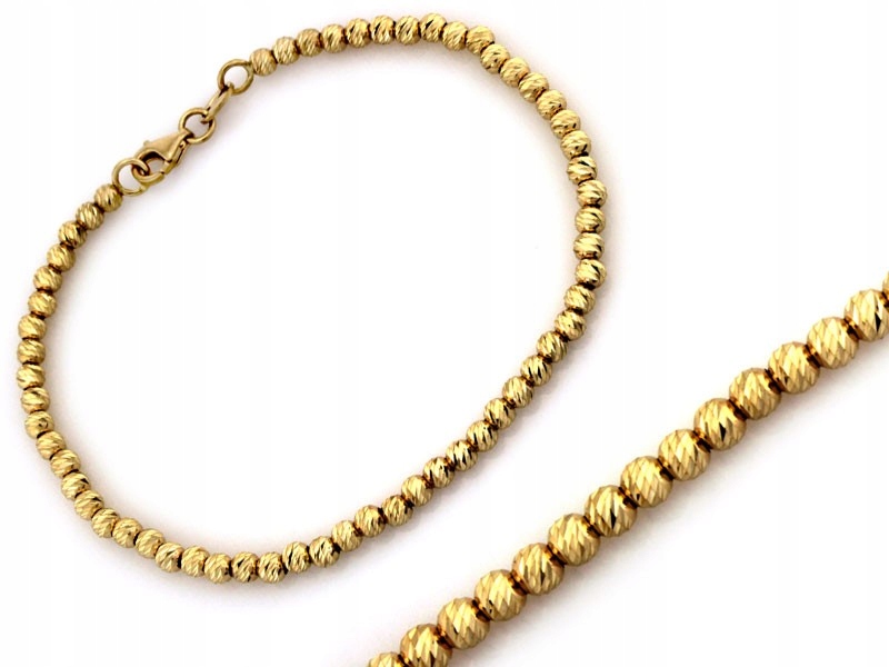 Zlatý náramek 585 s diamantovými kuličkami 5.24 g lesklý r18 jako dárek