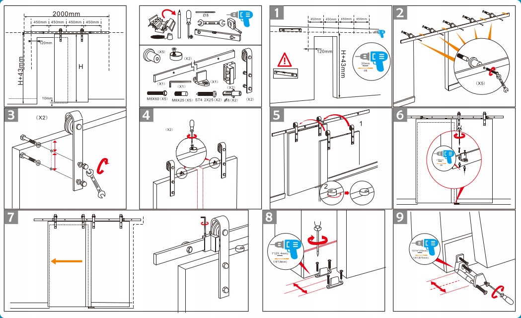 SYSTEM DRZWI PRZESUWNYCH BARN DOOR LOFT BOHO RETRO Marka WDB