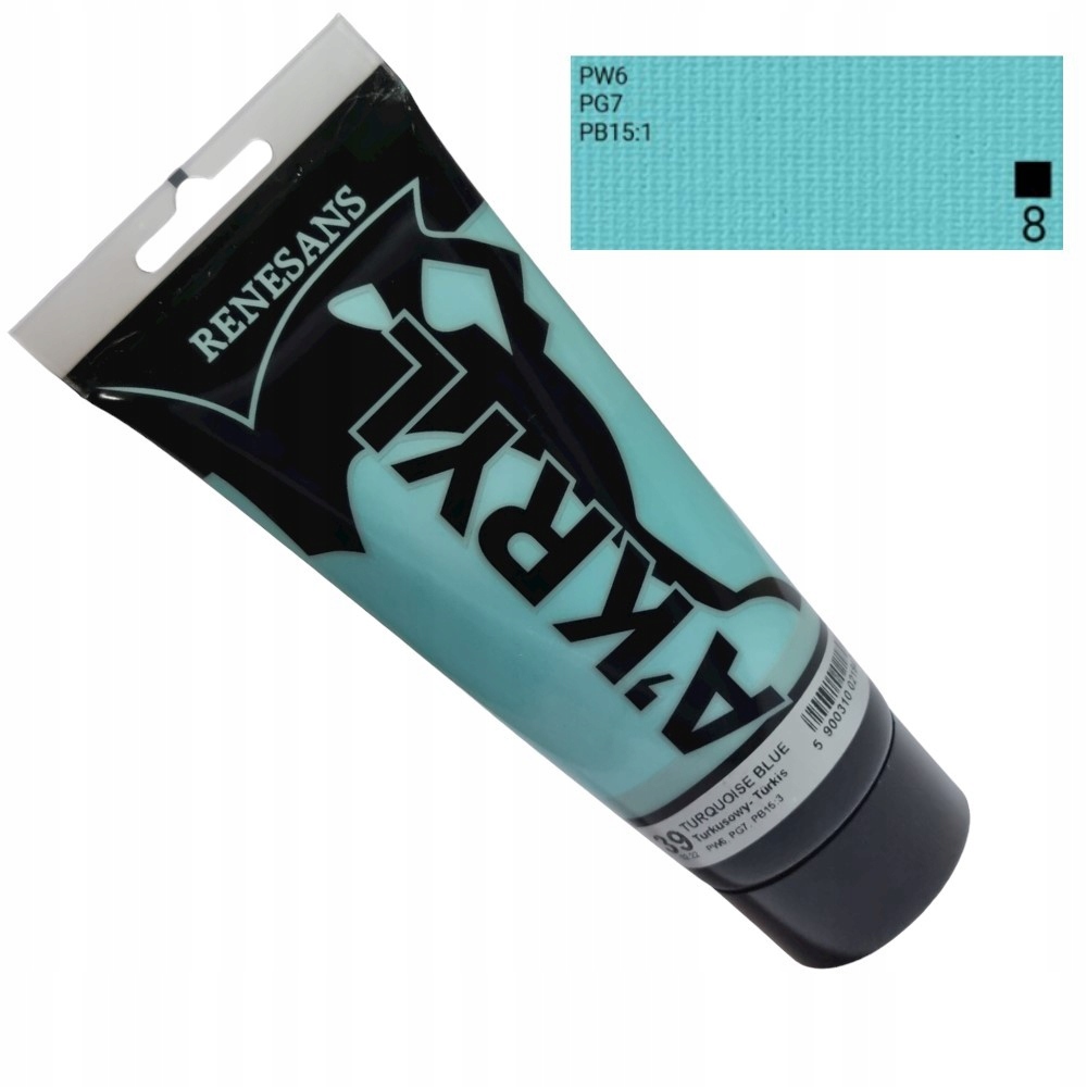 Farba akrylowa 200ml, turkusowy, Renesans, NR 39