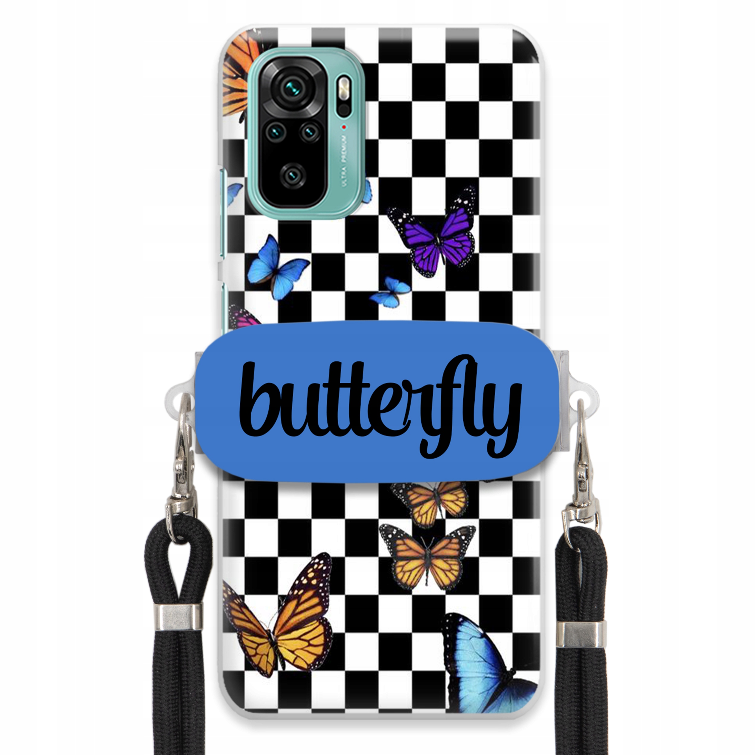 Puzdro Pre Xiaomi Redmi Note 10 Case Obdĺžnikový Držiak Vodítko Butterfly Motýle