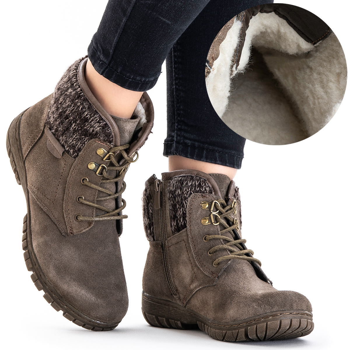 Kotníkové Boty Vlna boty Tuhost H zimní Zip Wojtyłko 40