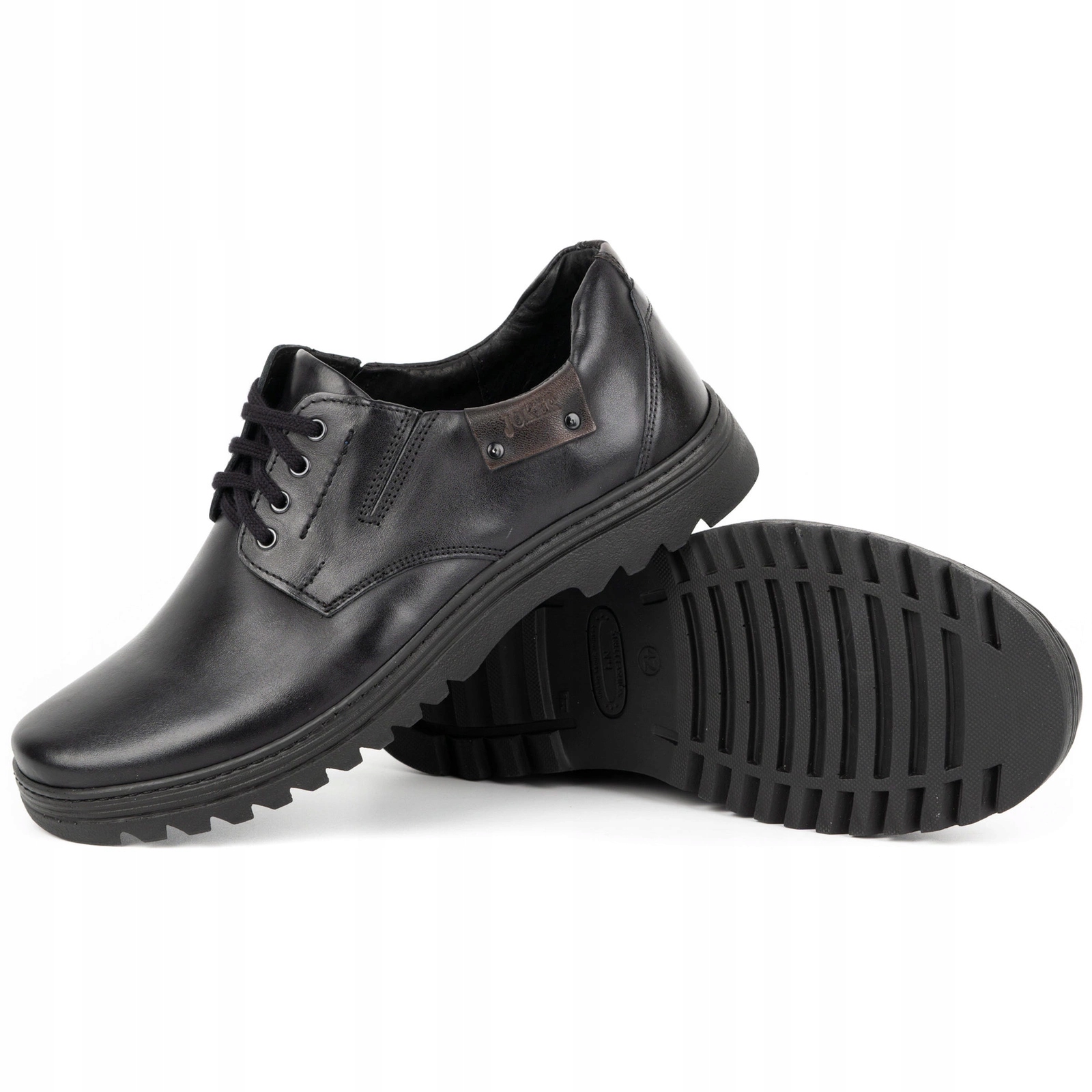 Półbuty buty męskie ze skóry Joker Polskie sznurowane czarne 510J 43