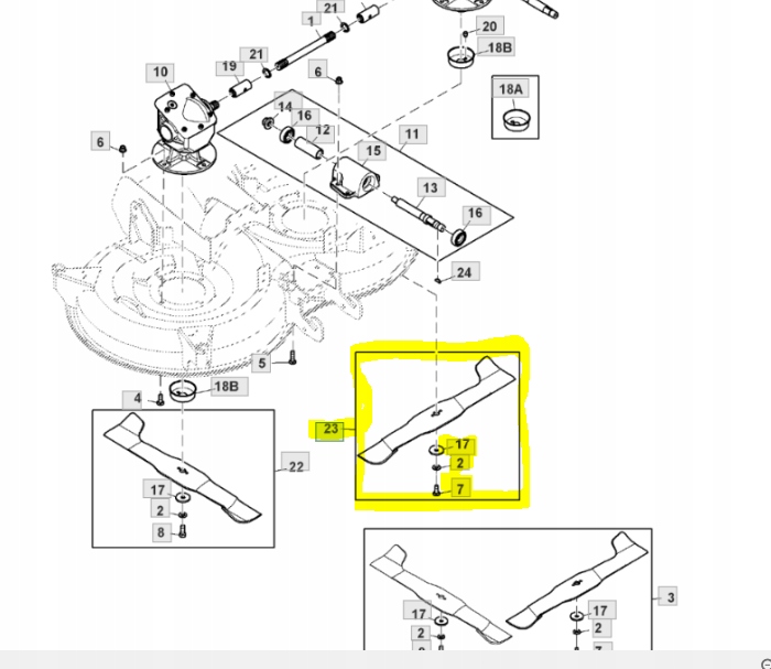 Nůž John Deere X950R Levý 20,5 mm 48 palců