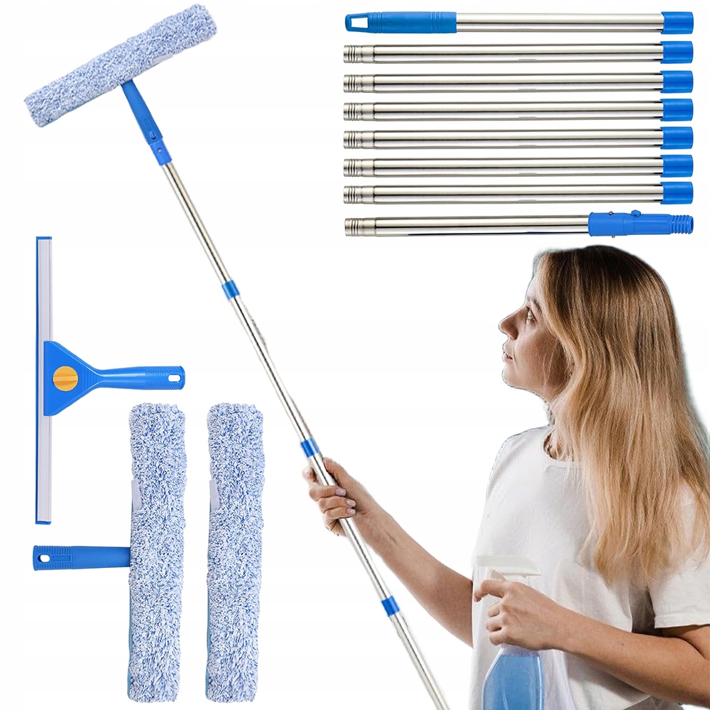 Teleskopowy Mop Do Szyb 2W1 Z Skrobakiem I Szczotką Mikrofibra 3M Do Paneli
