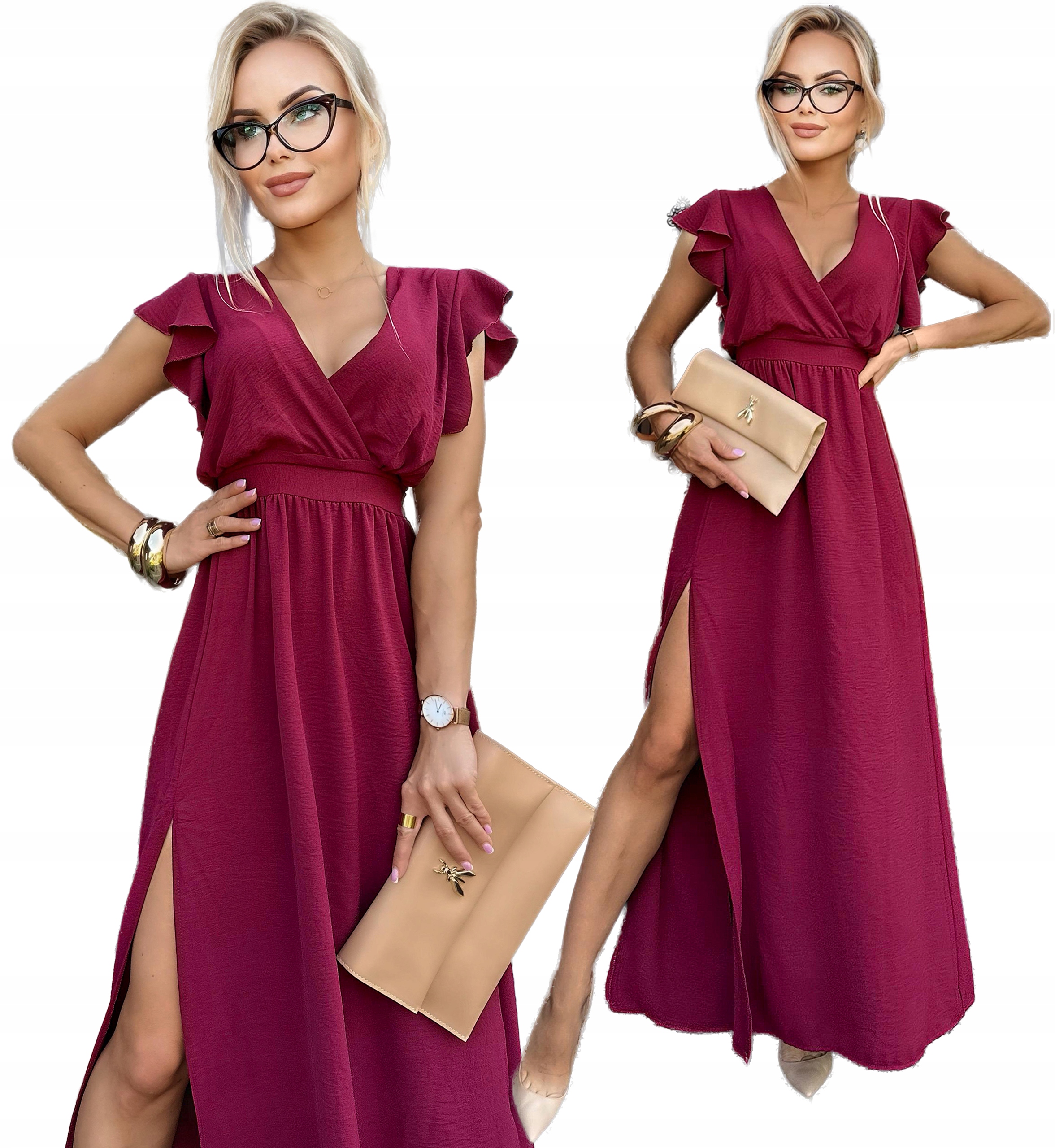 Elegantní Šaty s rozšířeným zavinovacím výstřihem svatební hostina Sofia