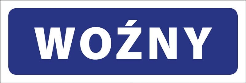 Tabliczka info na drzwi - WOŹNY (naklejka)