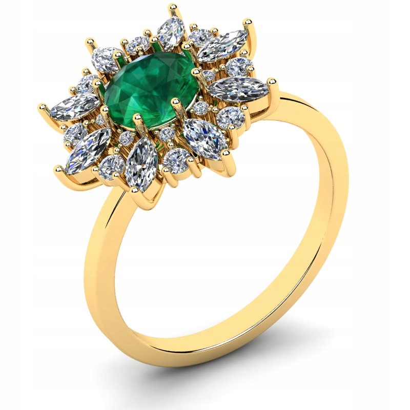 

Pierścionek Złoty Królewski Z Zieloną Cyrkonią