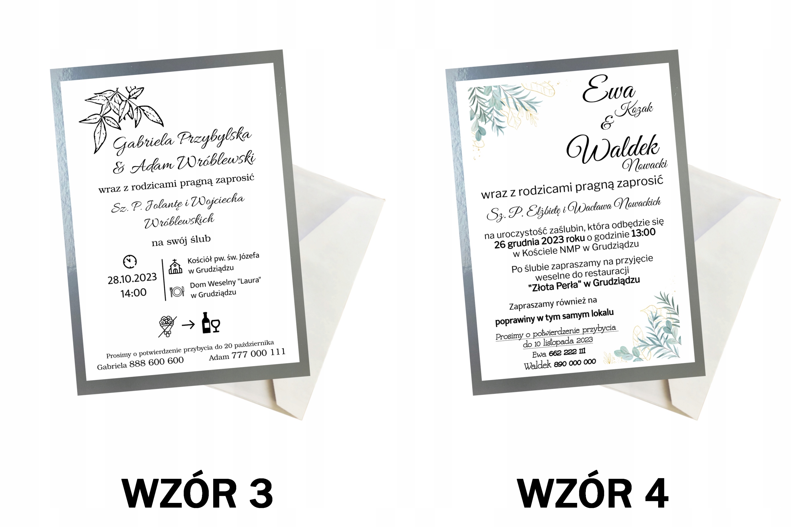 ZAPROSZENIA ŚLUBNE SREBRNE RÓŻNE WZORY EKSPRESOWO Wysokość produktu 14.5 cm