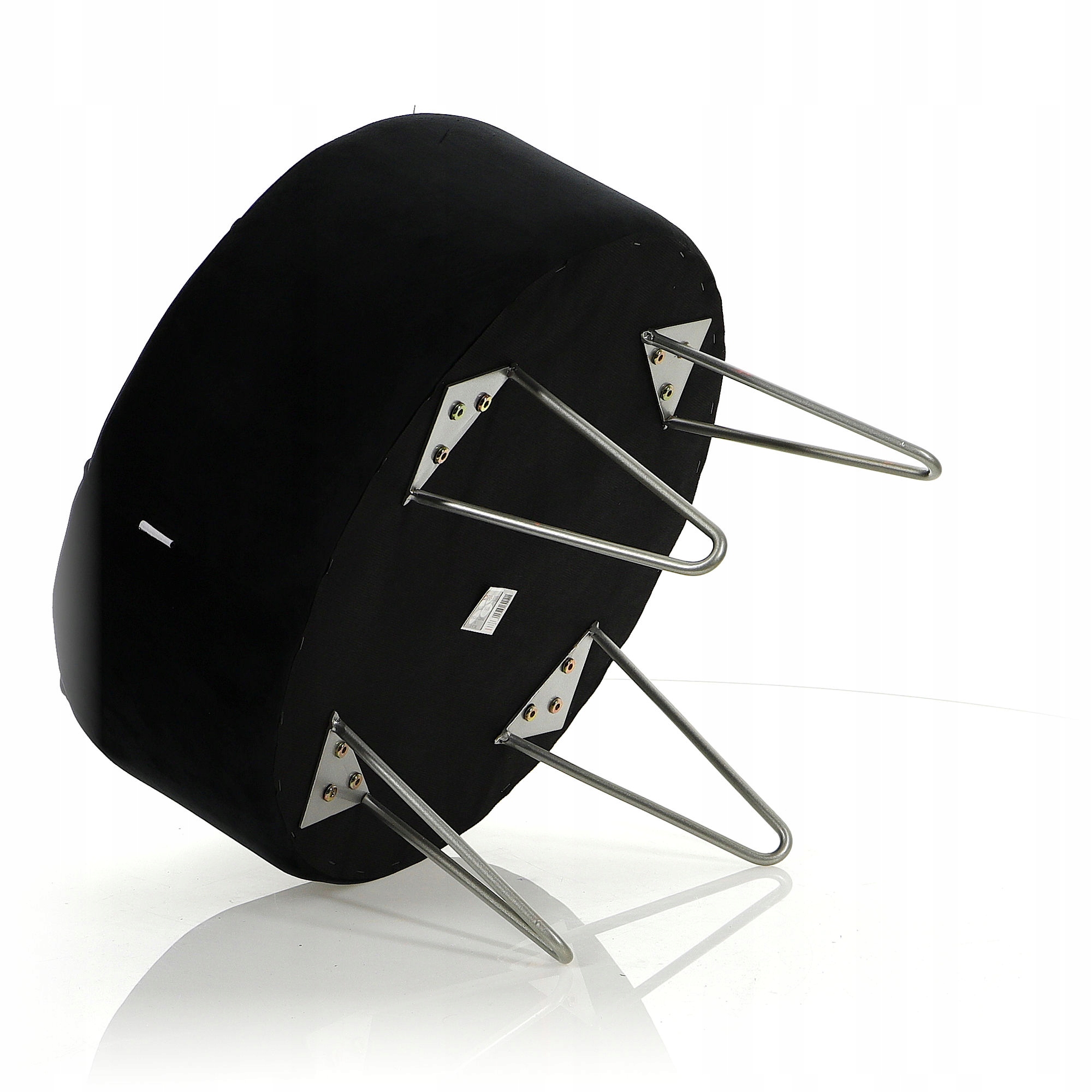 Pufa Welurowa Srebrna Czarna Welur podnóżek 38cm Marka Messa Home