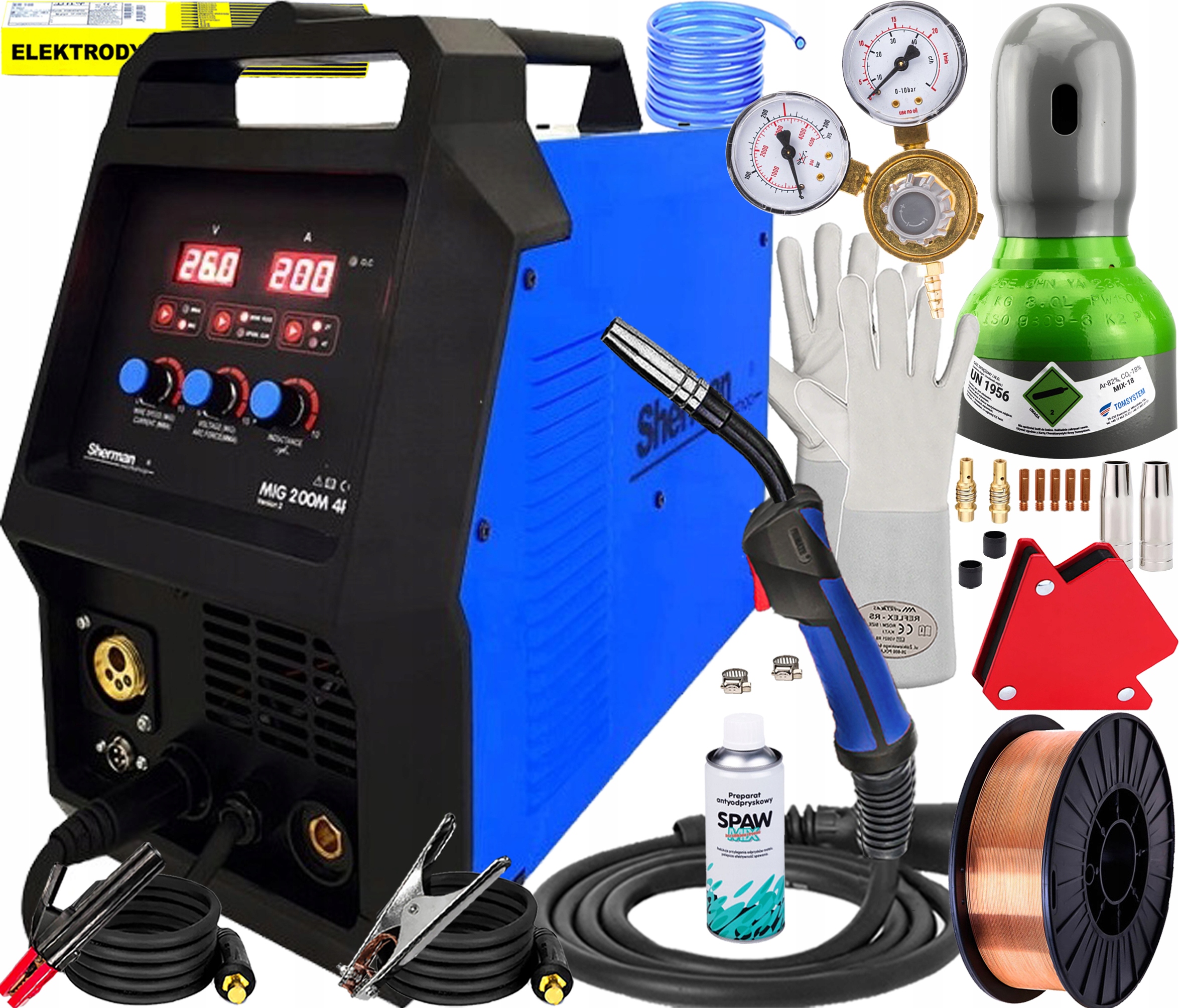 Poloautomatická Invertorová Svářečka Sherman Mig 200 M 4R Alu Tig 200A 230V