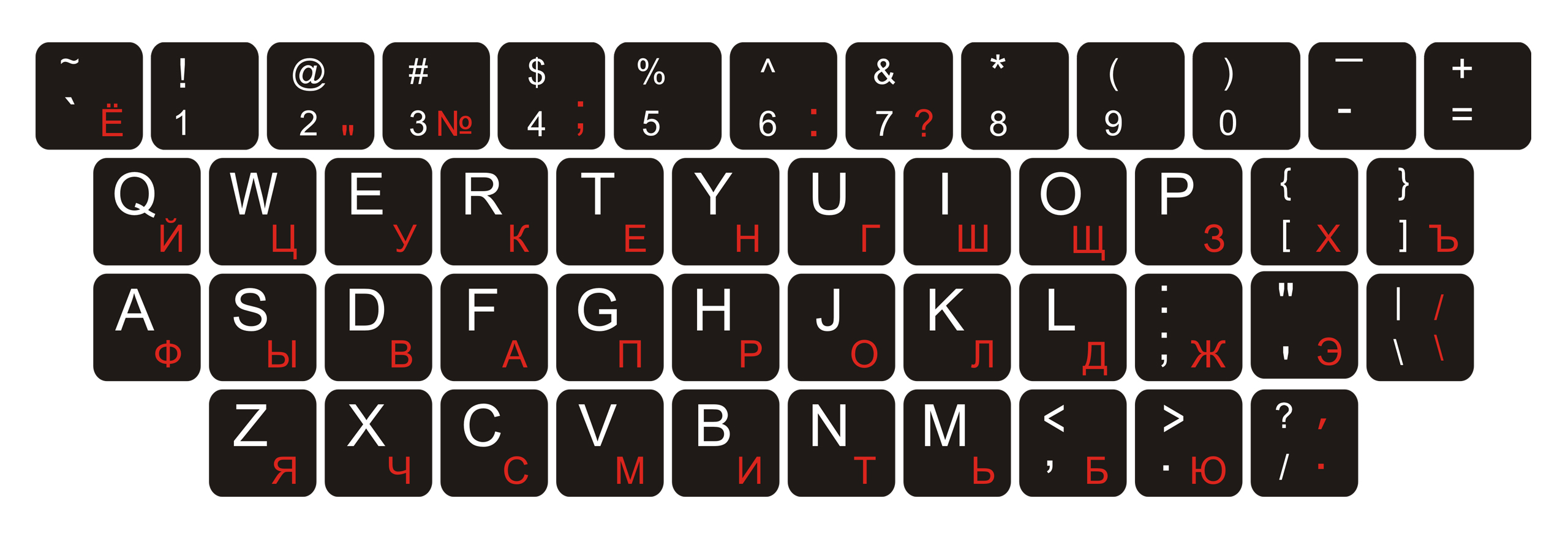 

Naklejki na klawiaturę Qwerty+cyrylica Czerwona