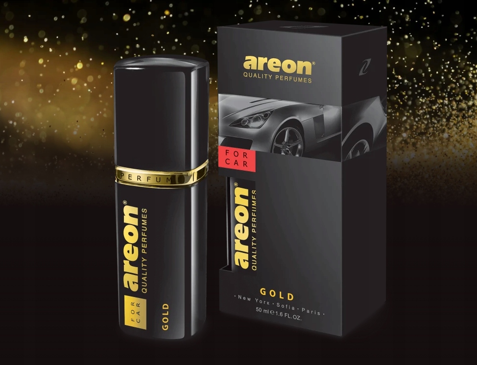 Areon Perfume Gold 50ml Perfumy do Samochodu Auta Biura Domu Złoty Rodzaj atomizery