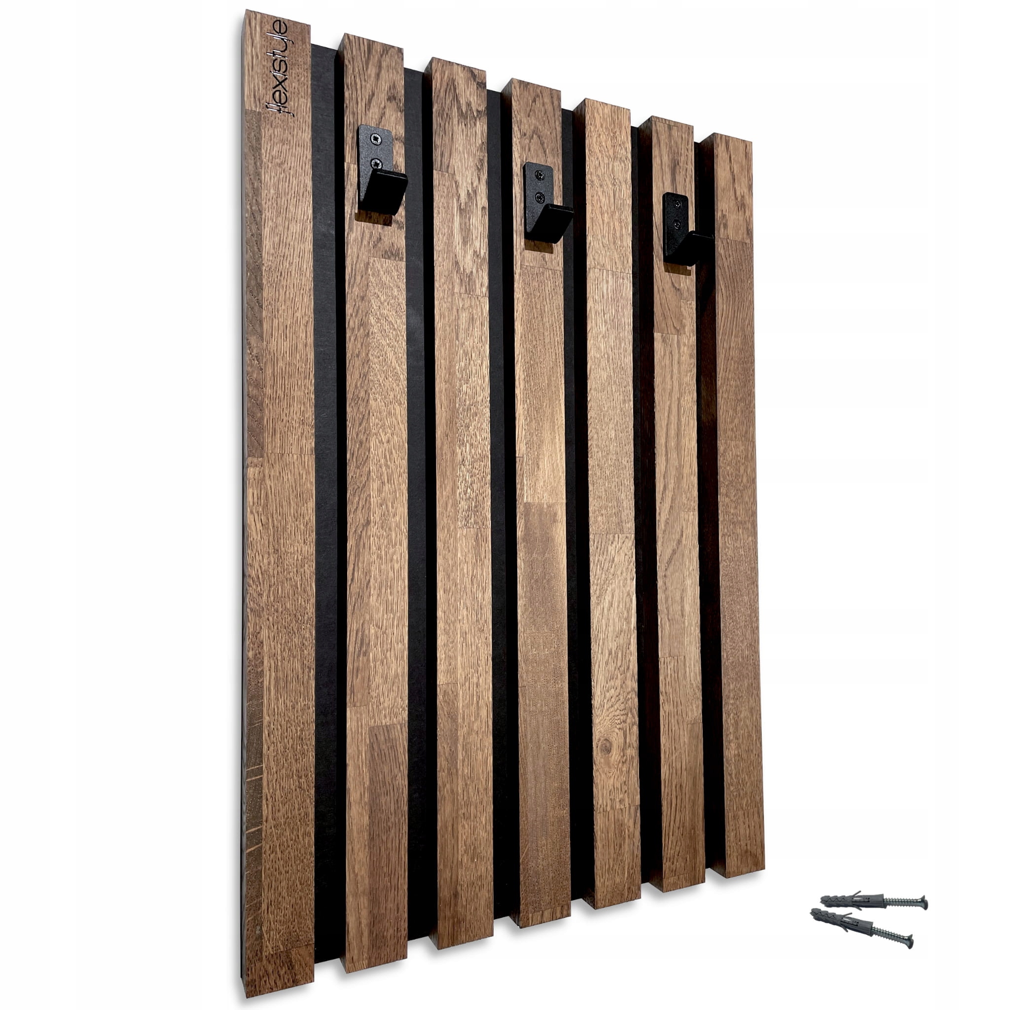 Nástěnný věšák na oblečení na zeď Lamele 40 cm, hnědý