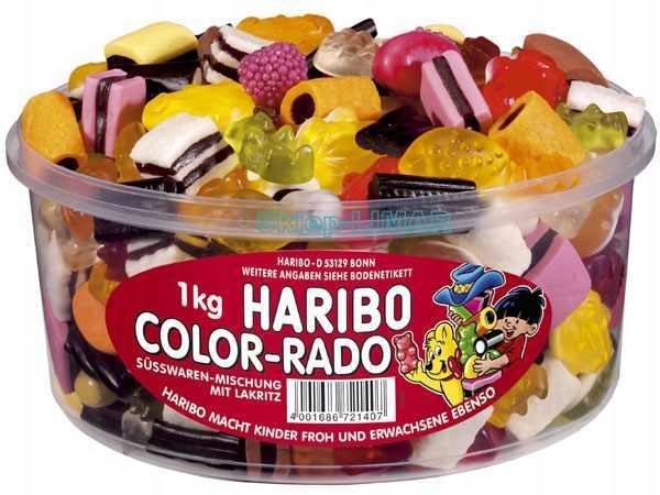 HARIBO ŻELKI COLOR-RADO MIESZANKA ŻELKÓW Z LUKRECJĄ 1KG 1000G Z NIEMIEC DE