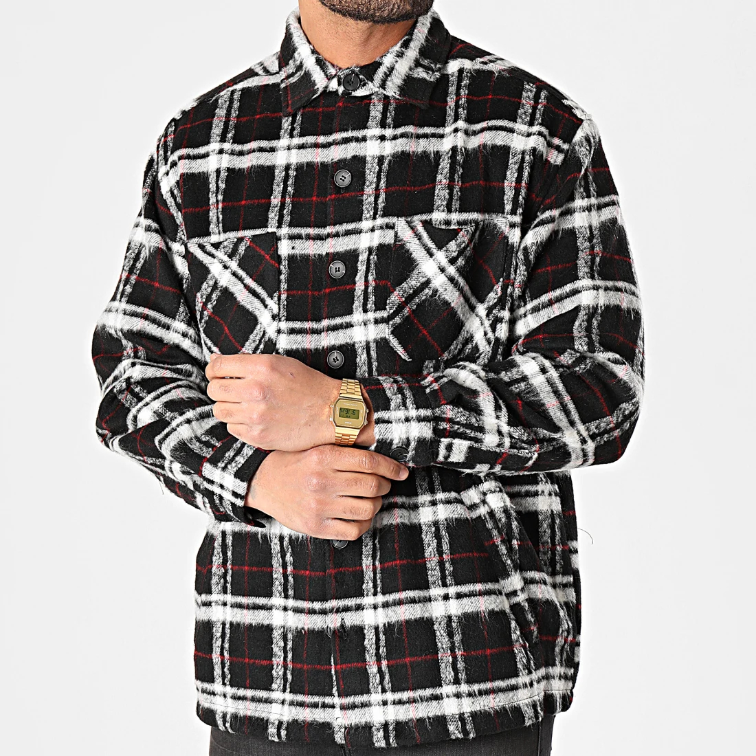 Pánská košile Denní Mikina Bunda s podšívkou Mřížka Regular