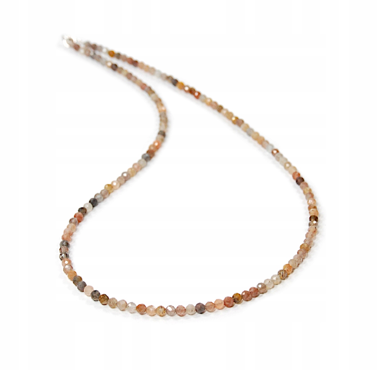 Přírodní náhrdelník Měsíční Kámen a Sluneční kuličky fazetované 3 mm