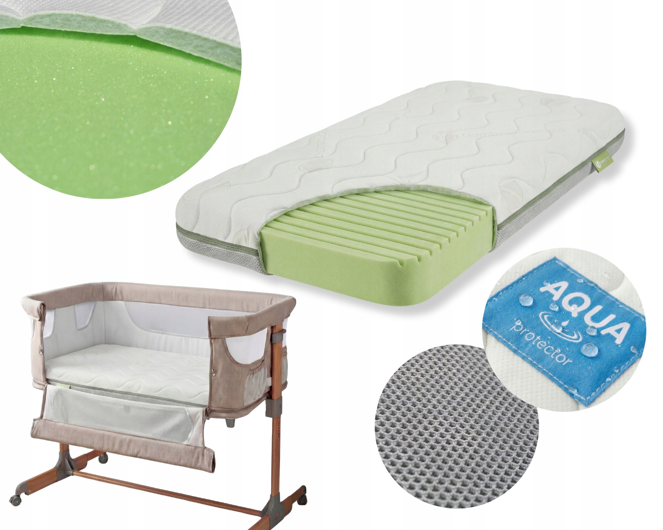 Materac do dostawki MoMi Smart Bed 86x50 piankowy odychajacy bambusowy