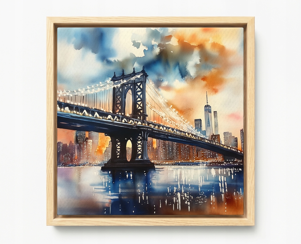 Obraz Rama American Box Město New York Usa Manhattan Most Slunce 50x50