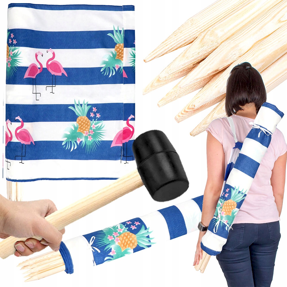 Látkový Paraván S Kladívkem Na Pláž S Motivem Flaminga 6 M