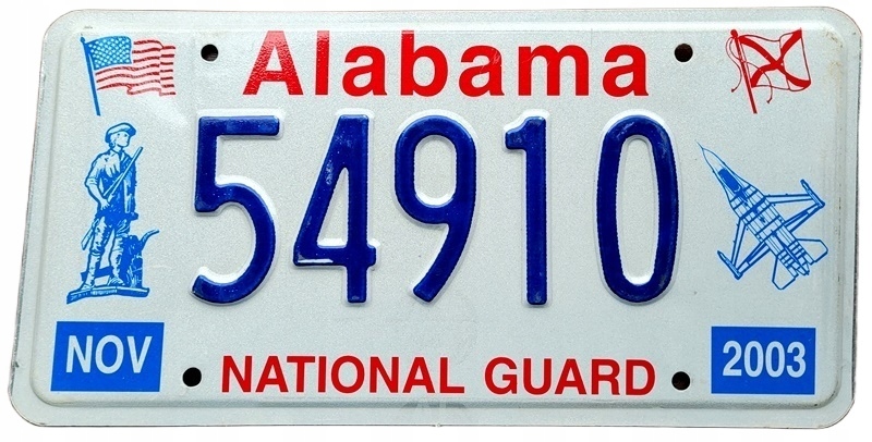 Alabama 2003 - tablica z USA dla kolekcjonera