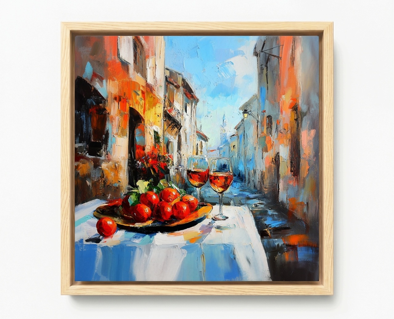 Obraz Rám American Box Mrtvá Příroda Víno Ulička Ovoce Itálie 40x40