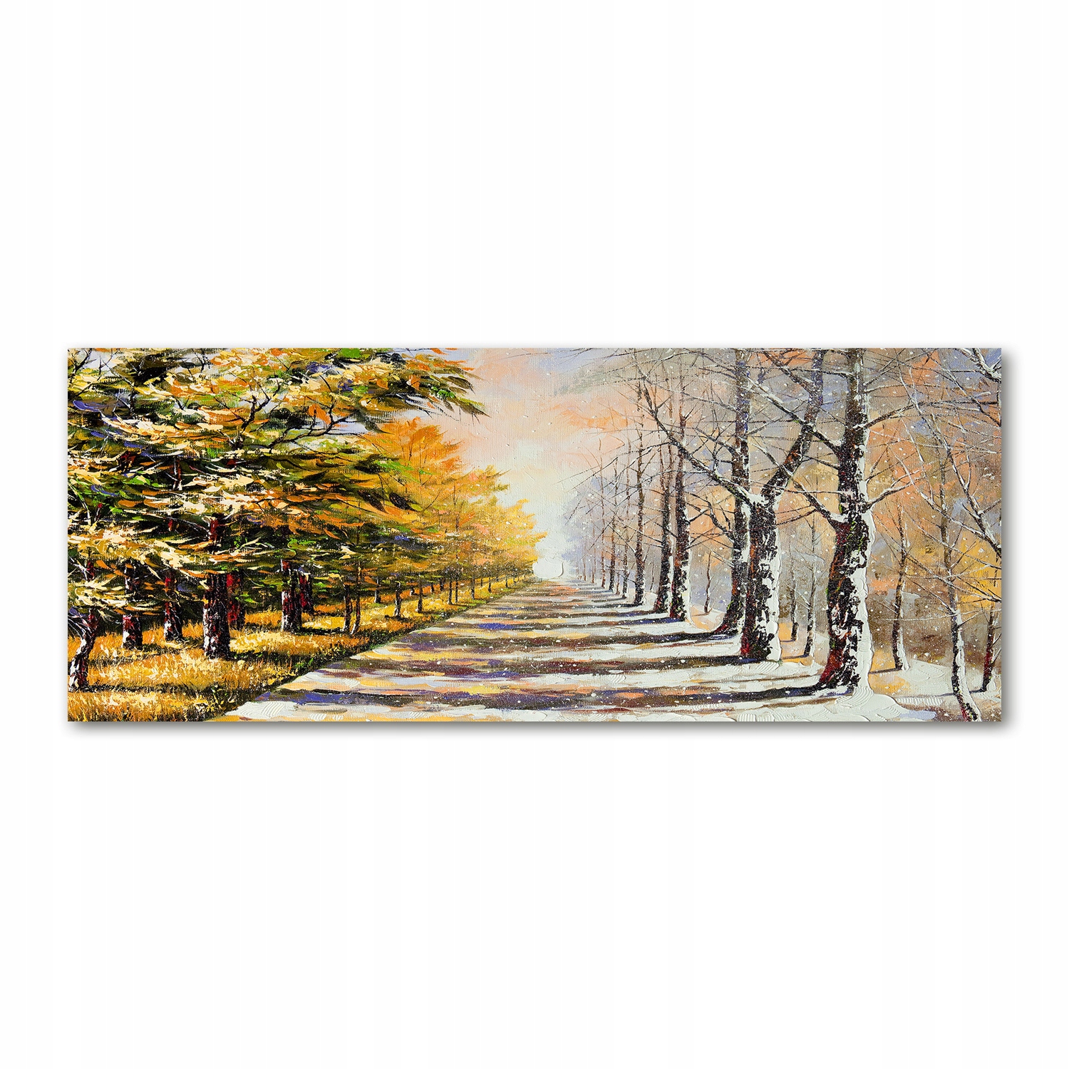 

Foto obraz szkło akryl Jesień kontra zima 125x50cm
