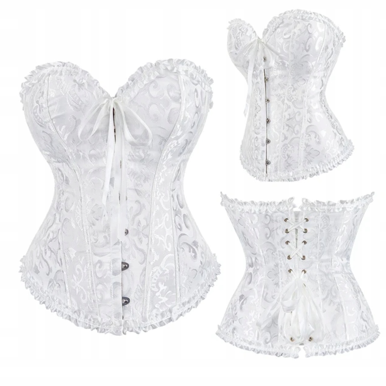 Wyszczuplający Biały Gorset wiązany OVERBUST 2XL Materiał dominujący elastan