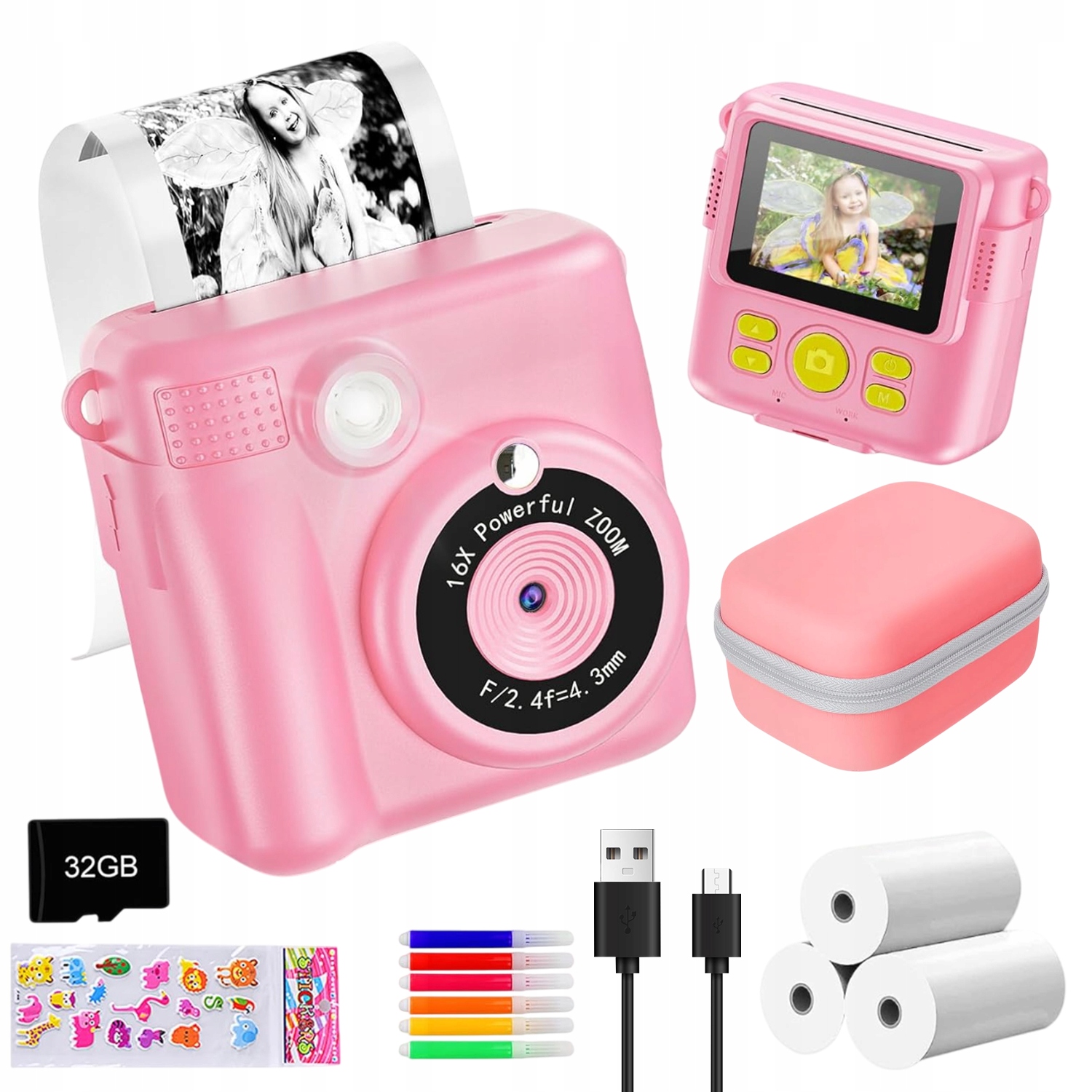 Mini Tiskárna Fotoaparát Pro Děti Kontinuální Fotografie Přehrávání Ips obrazovka