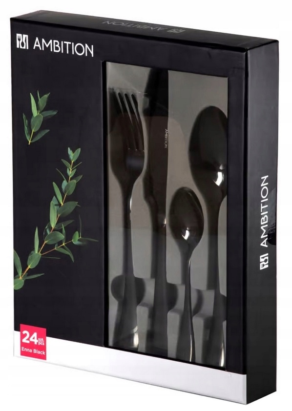 AMBITION KOLOROWE CZARNE SZTUCĆE ZESTAW 24 ENNA BLACK KOMPLET DLA 6 OSÓB Liczba elementów w zestawie 24