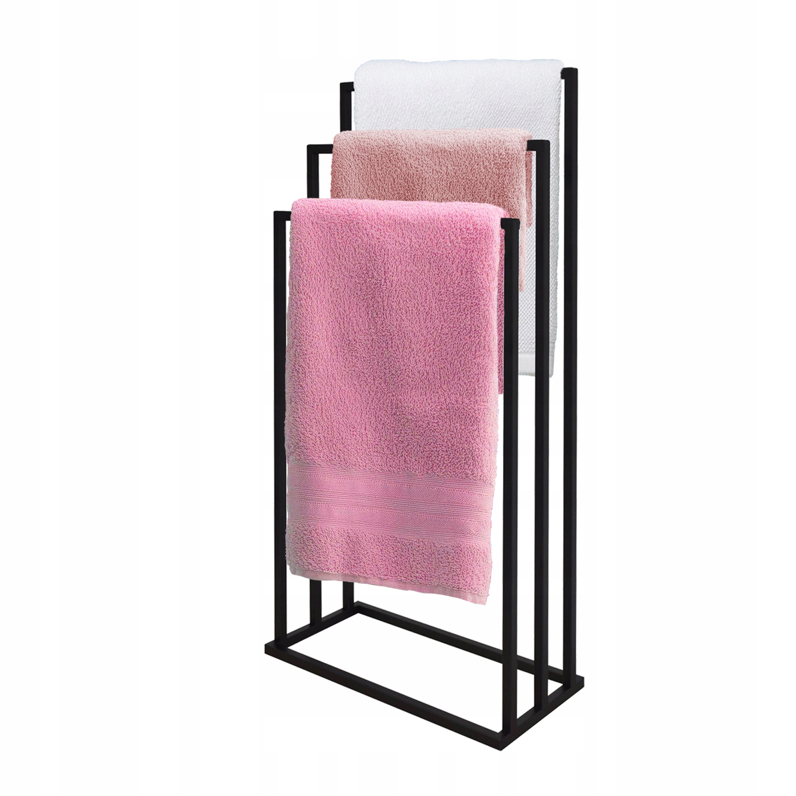 Černý Stojan Na Ručníky 3 Ramena Koupelnový Stojící Moderní Solidní