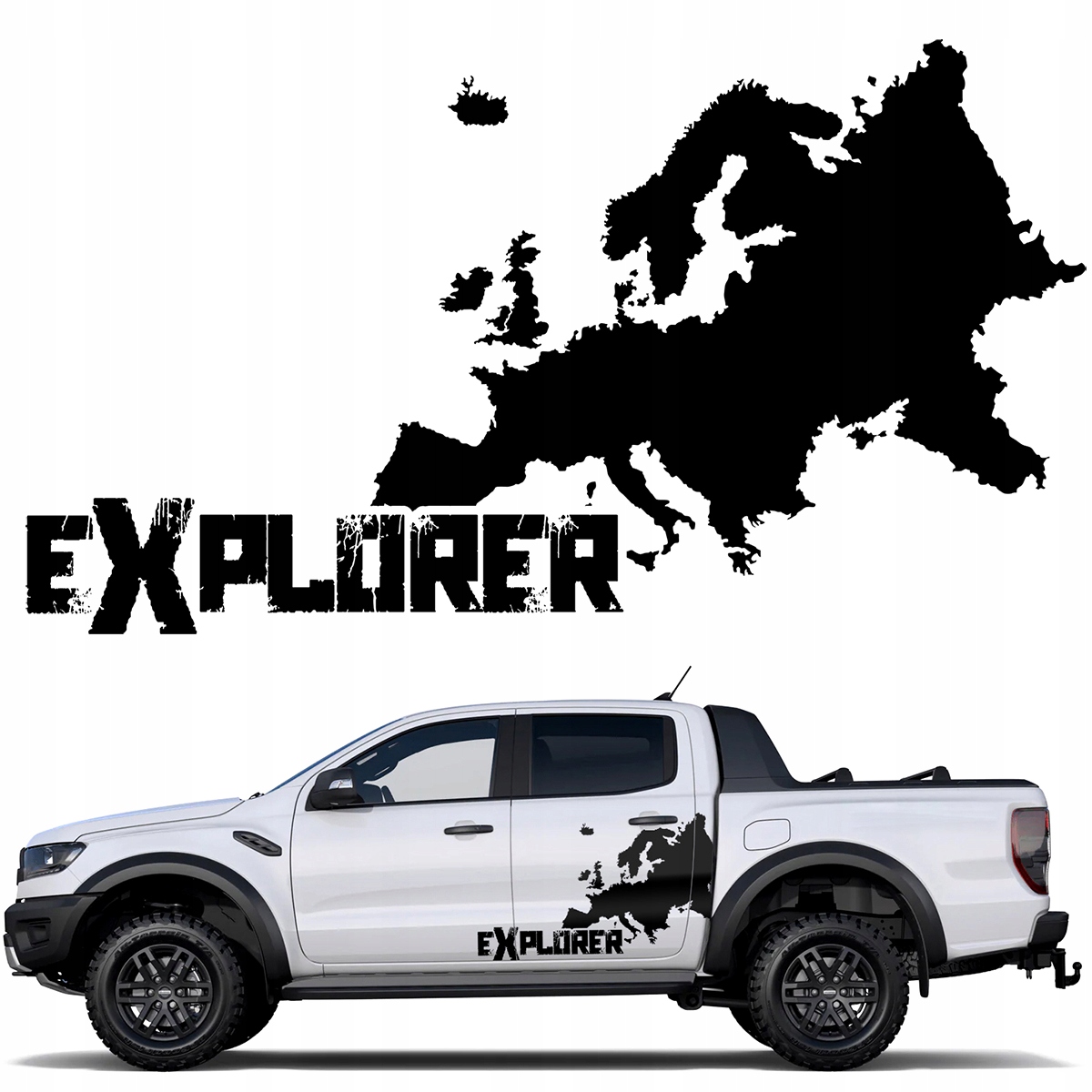 

2x Naklejka Europa Explorer Mapa Jeep Teren 78x44