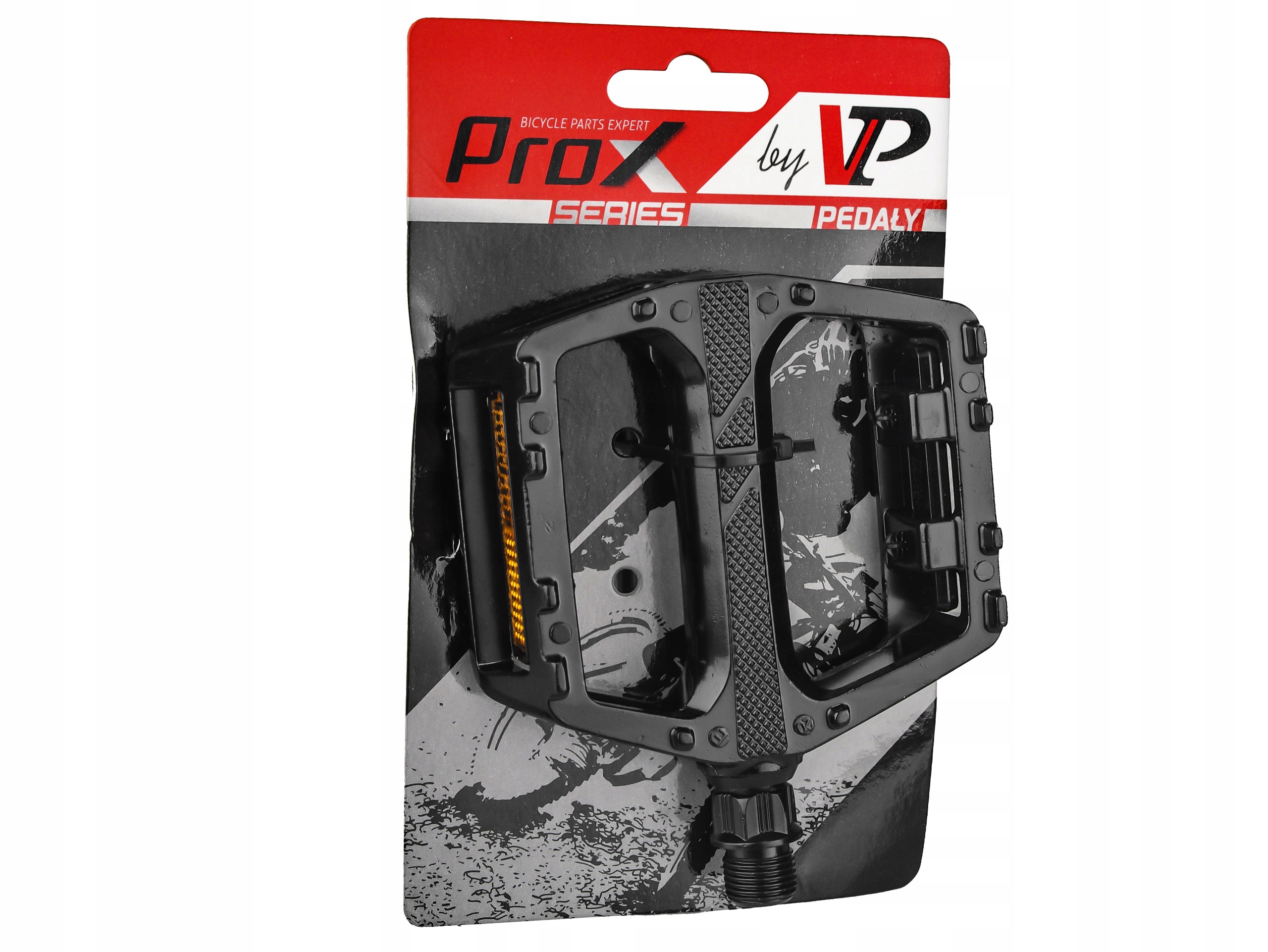 PEDAŁY ROWEROWE PROX VPE-506 PLATFORMY ALUMINIOWE Z ODBLASKAMI CZARNE Kolor dominujący czarny