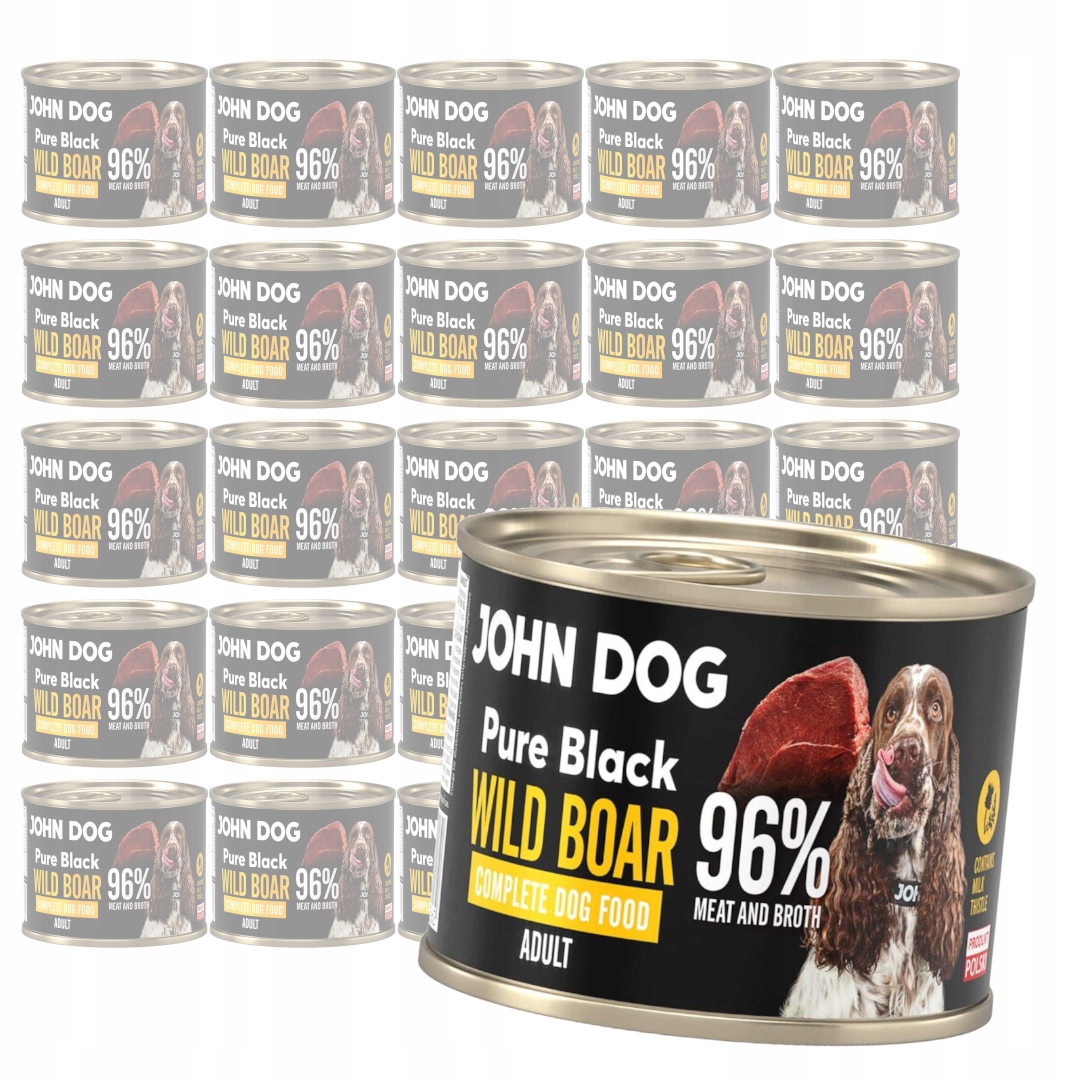 Levně John Dog Pure Black Wild Boar Adult 24x200g Vlhké Krmivo pro psa s divočákem